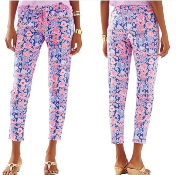 Lilly Pulitzer Lola Ankle Drawsting Waist Rayon Stretch Colorful Pants NWOT - Picture 1 of 14